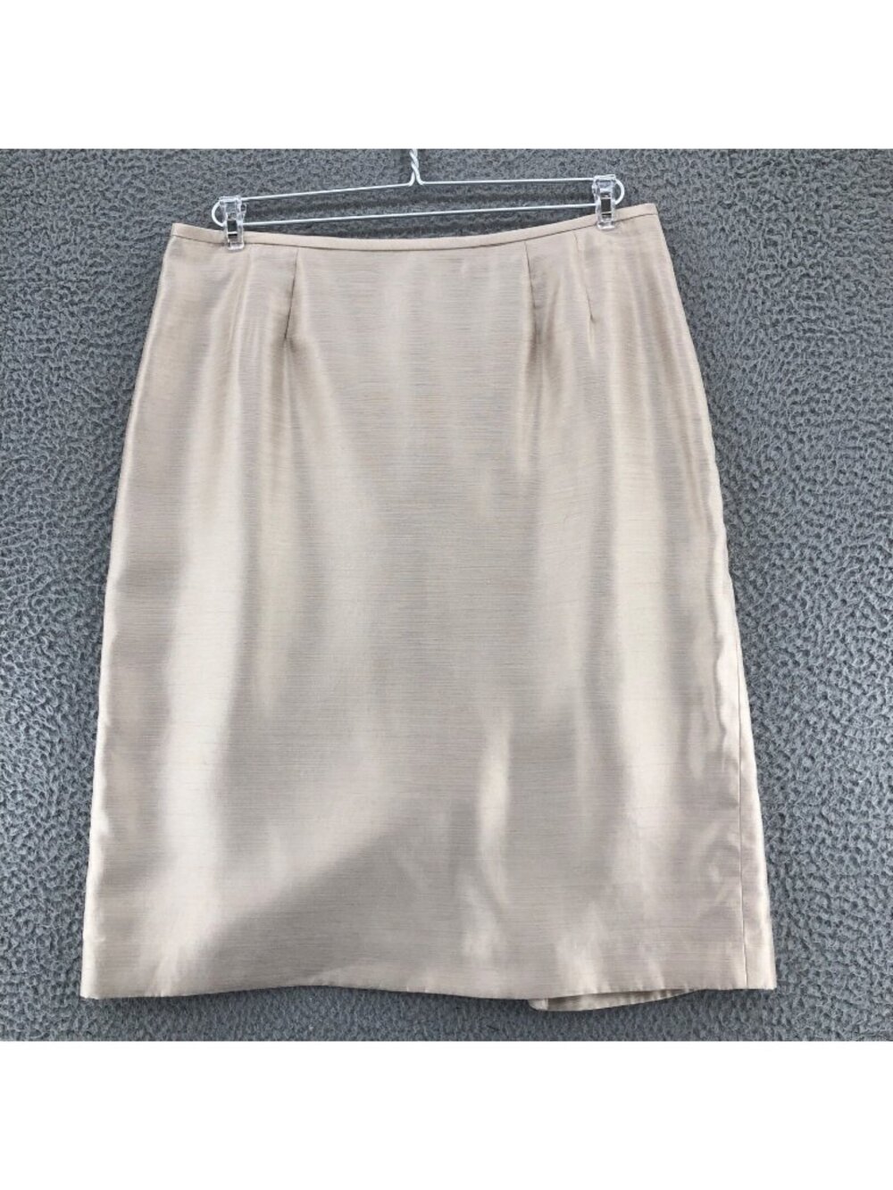 Kasper Womens 12 Petite Champagne Knee Straight Texture Shimmer Suit Office Work